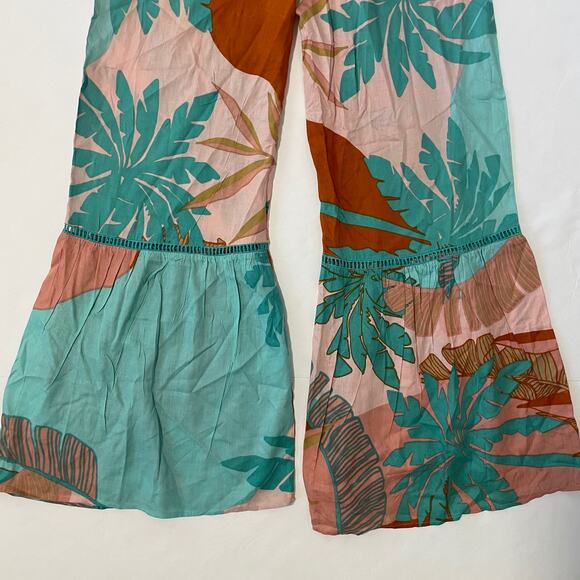 True Destinations Women Resort Flare Wide Leg Pant Coverup S Tropical Beach Boho - Picture 10 of 13